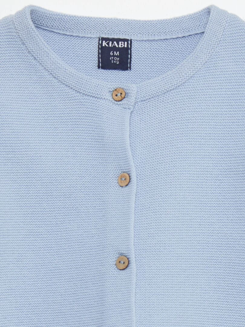 Gilet fin en point mousse   Bleu