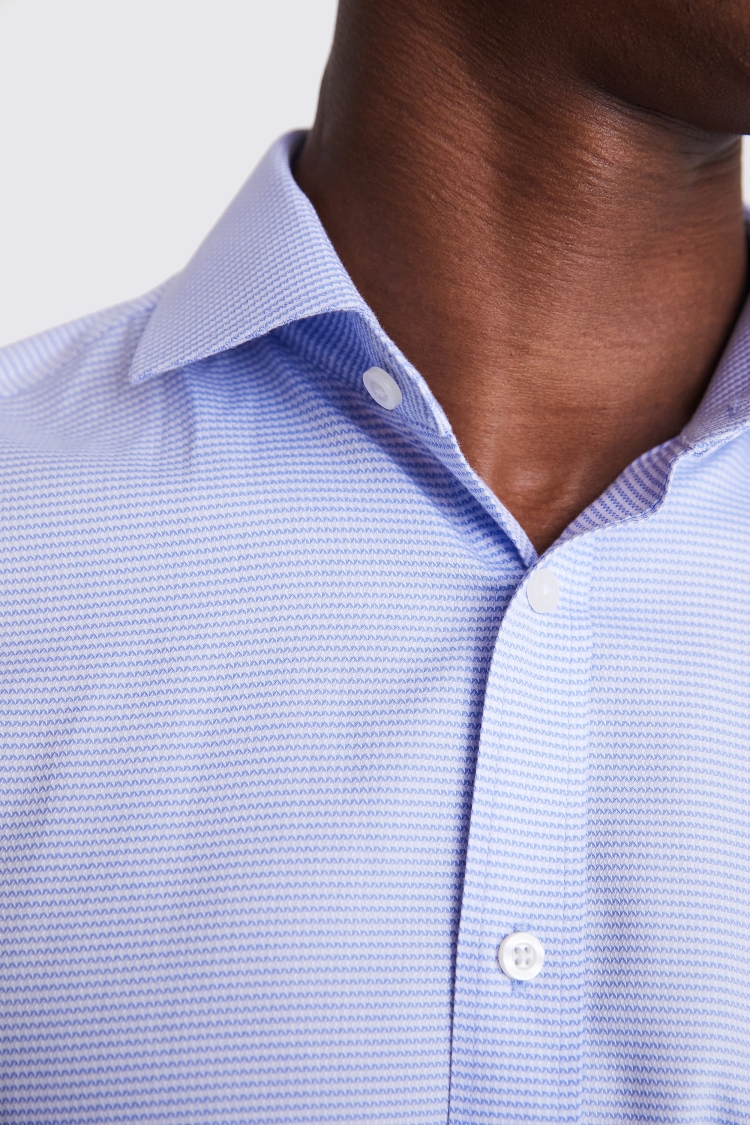 Regular Fit Single Cuff Printed Blue Shirt    Buy Online at Moss