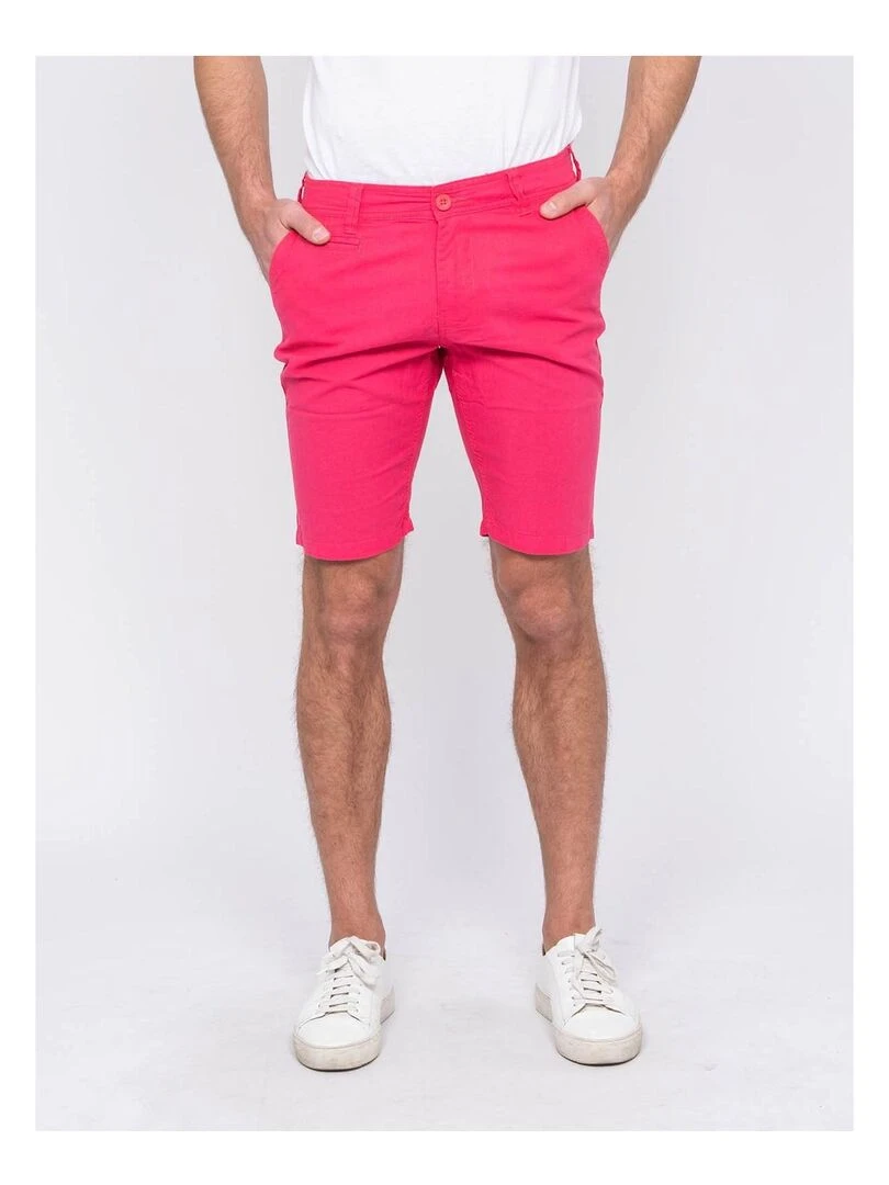 Bermuda chino lin BAGOLIN Rose framboise