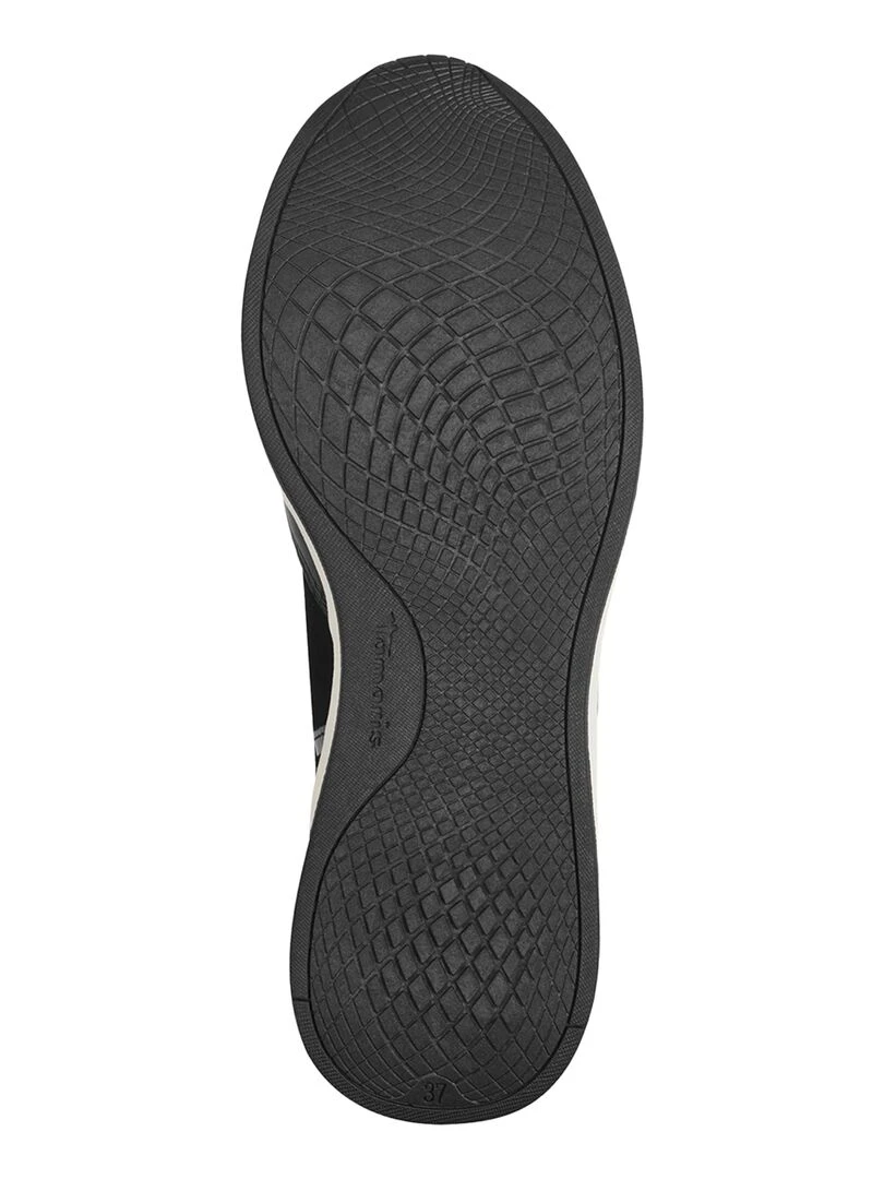 Basket Compensé Cuir Tamaris   Noir