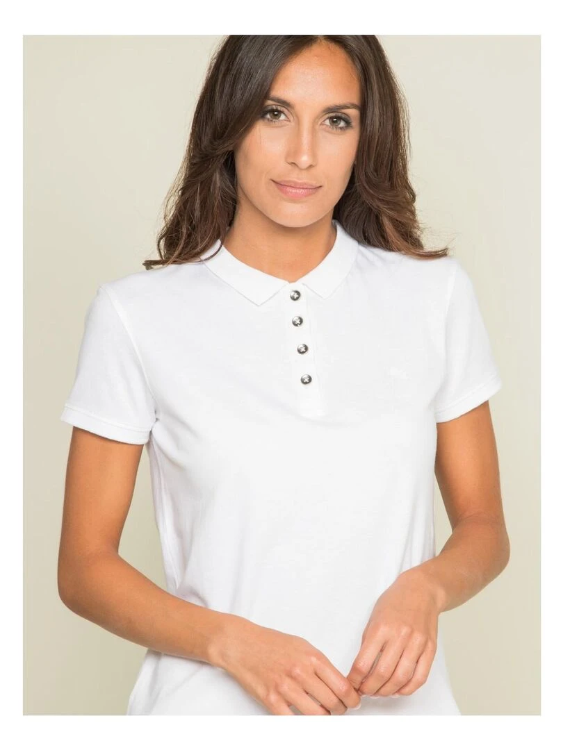 Polo manches courtes en coton piqué FOLORA   Blanc