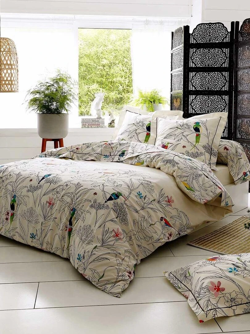 Housse de couette faune et flore Ecru