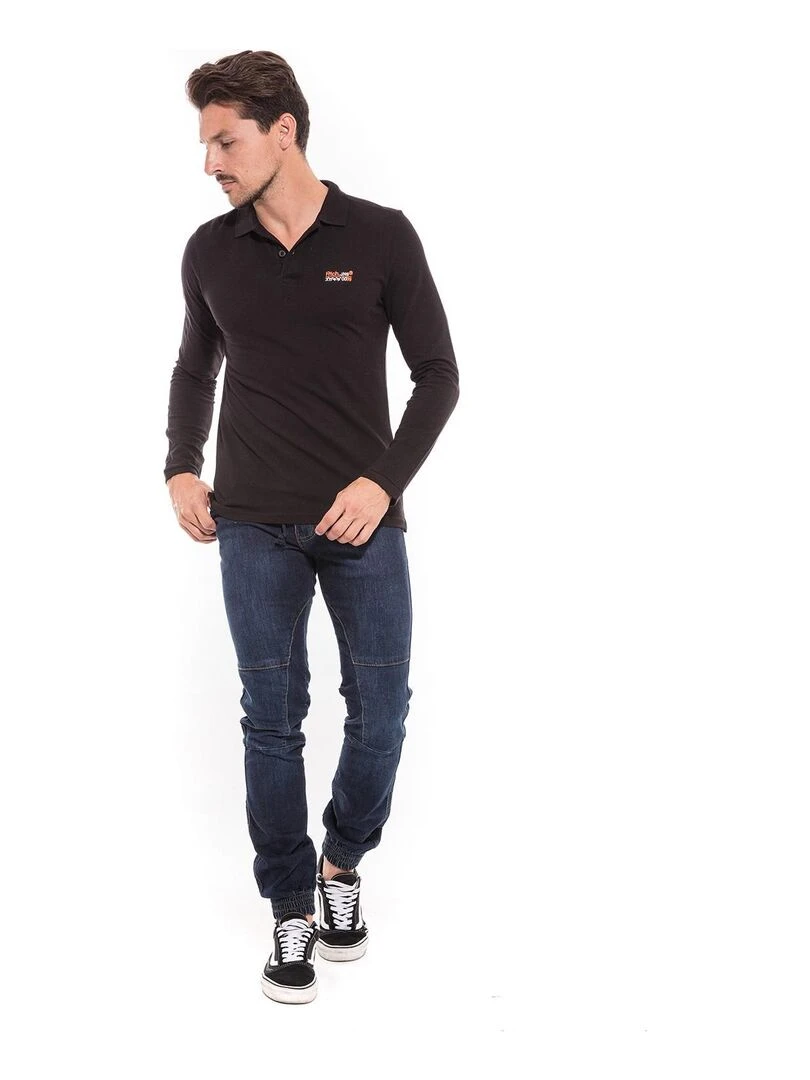 Polo manches longues en coton PODRICK   Noir
