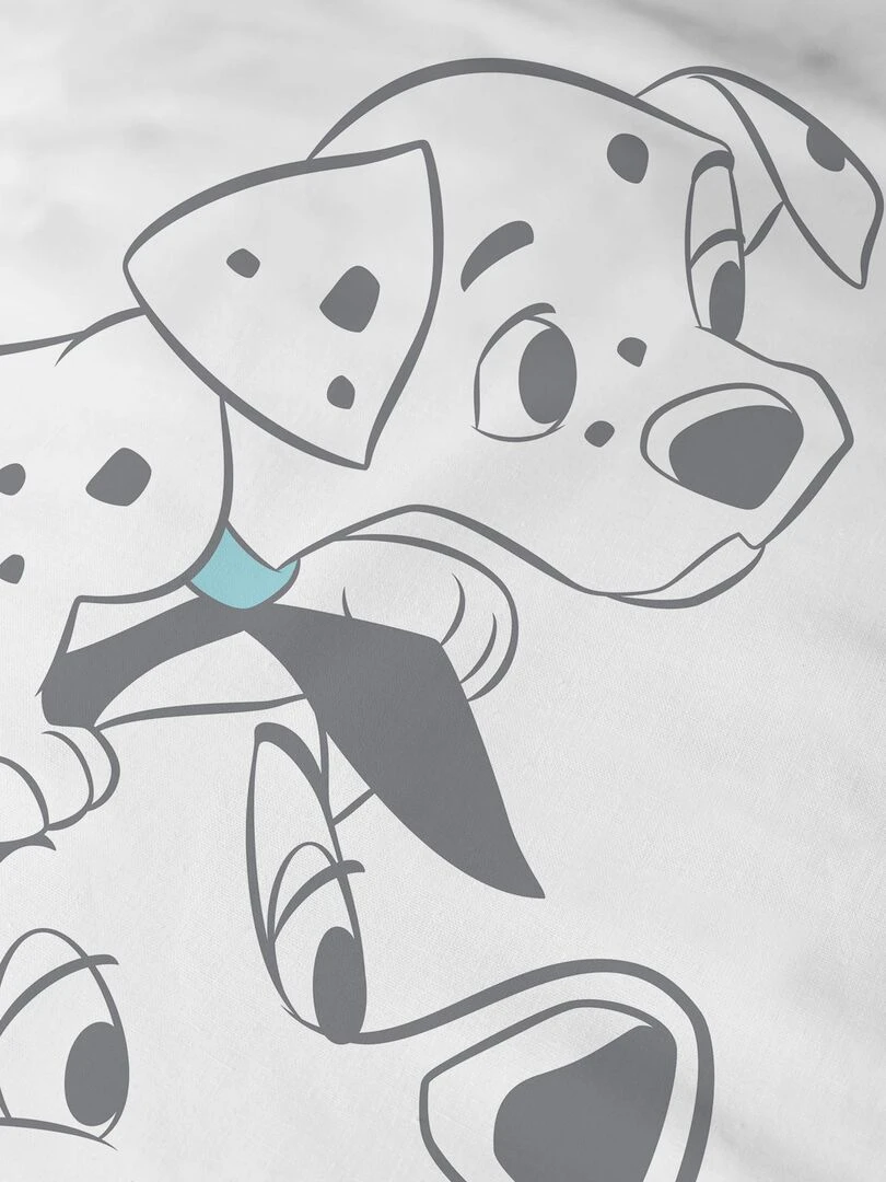 Parure de lit imprimée 100% coton  DISNEY HOME LES 101 DALMATIENS TOGETHER   Blanc Bleu
