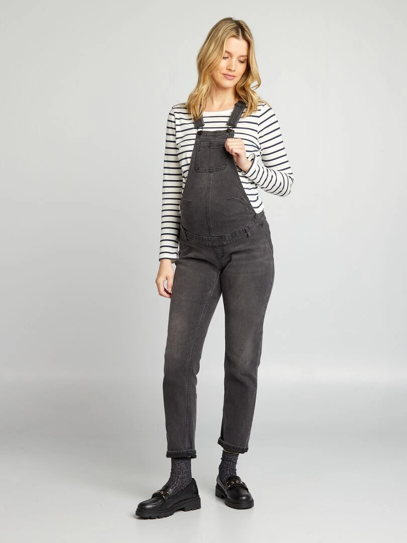 Salopette de maternité en denim stretch Gris