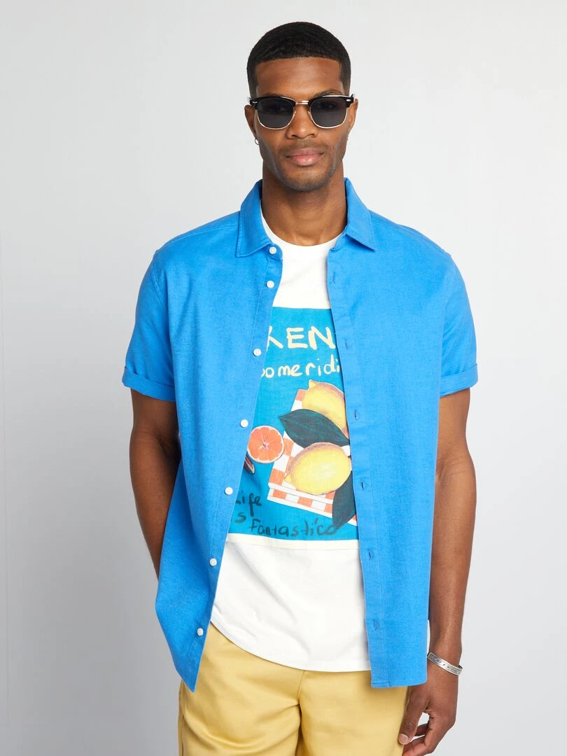 Chemise épaisse à manches courtes Bleu