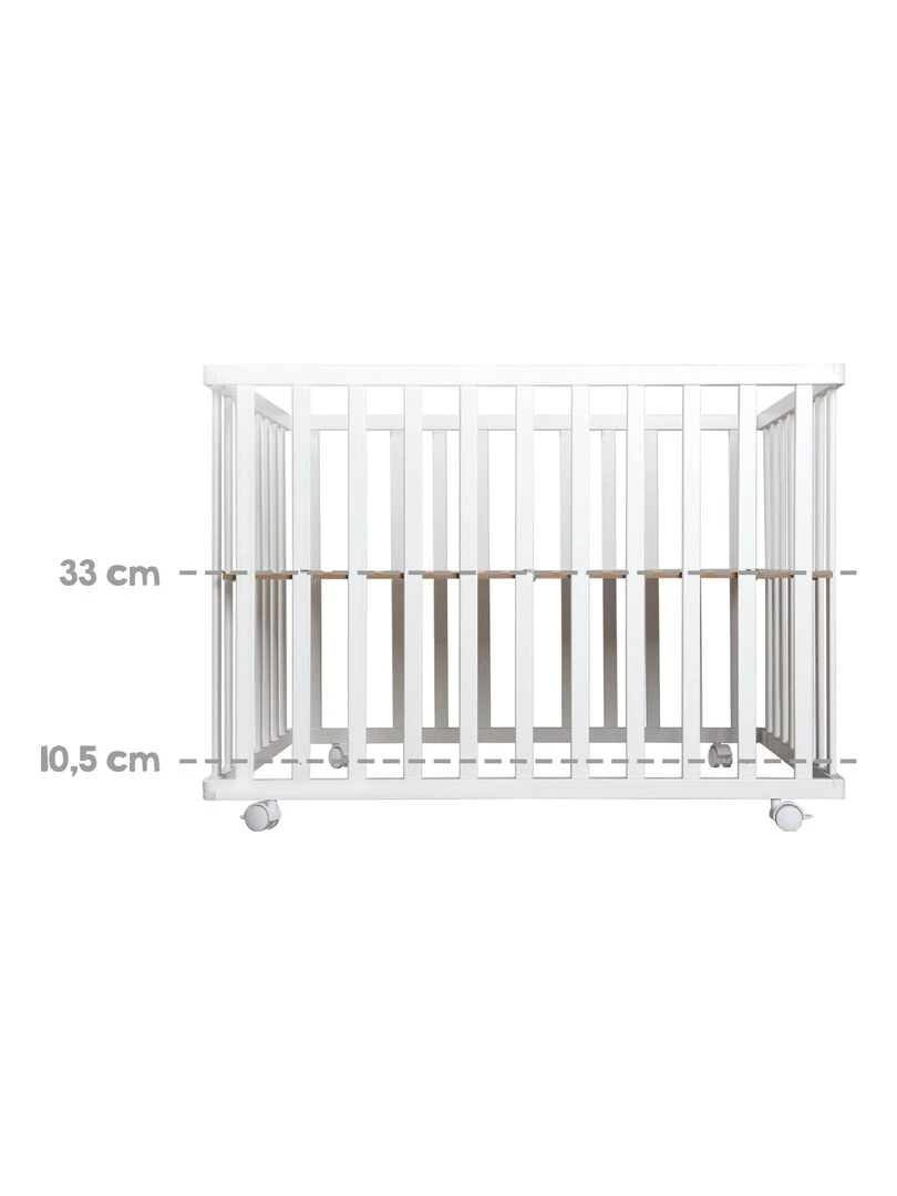 ROBA Parc Pliant 74 x 100 cm + Roues à Freins   Hauteur Réglable   Taupe   Gris