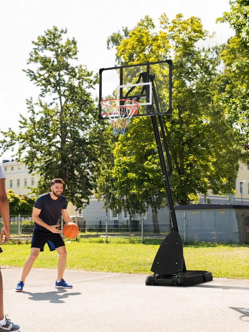 Panier de basket ball sur pied roulettes réglable H. 2 93 3 5 m noir   Noir