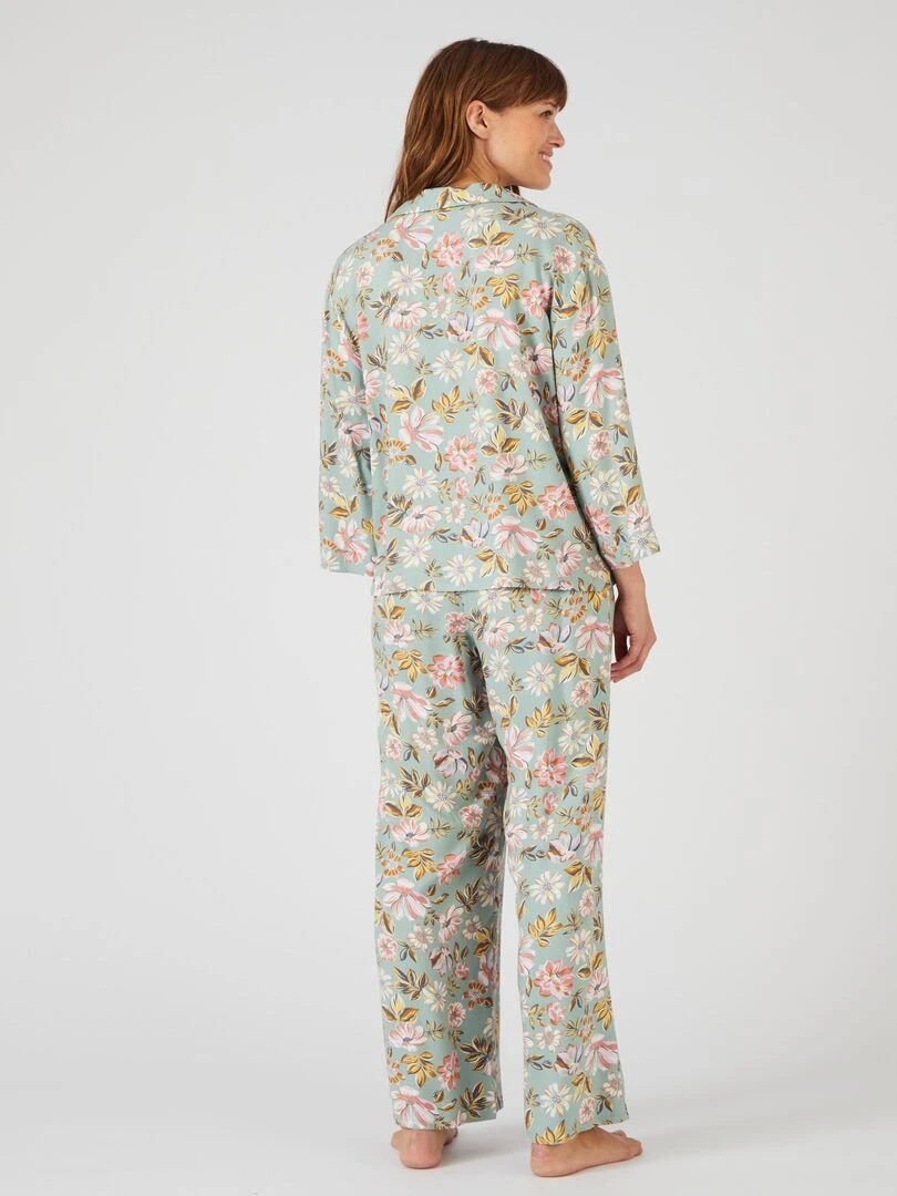 Pyjama rayé en pure viscose   Damart   Vert