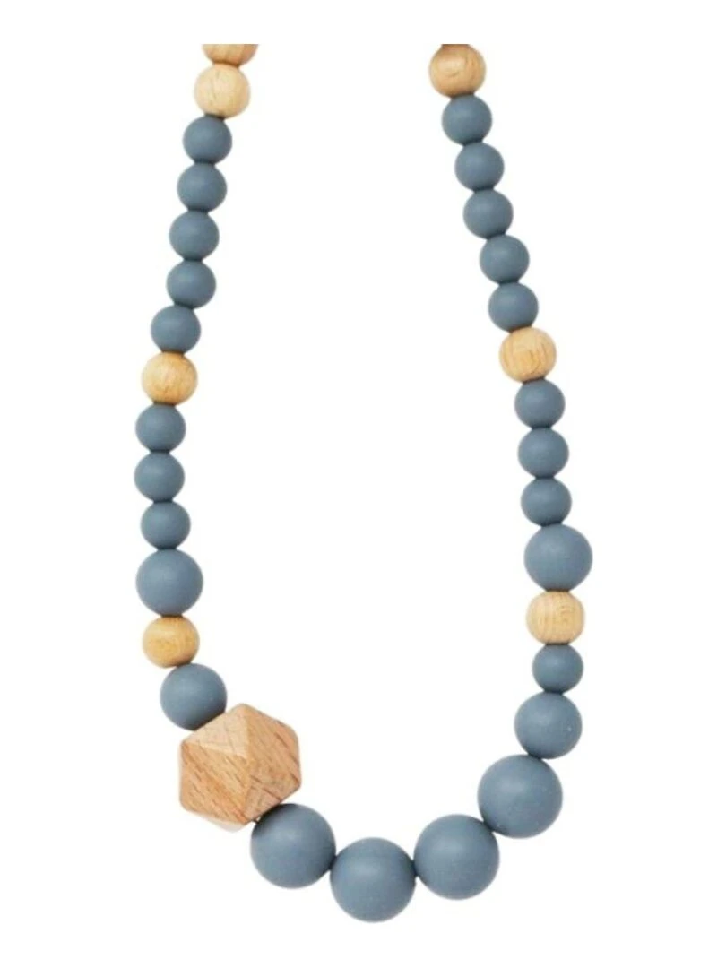 Collier d'allaitement ou de portage en silicone Gris et Bois Gris