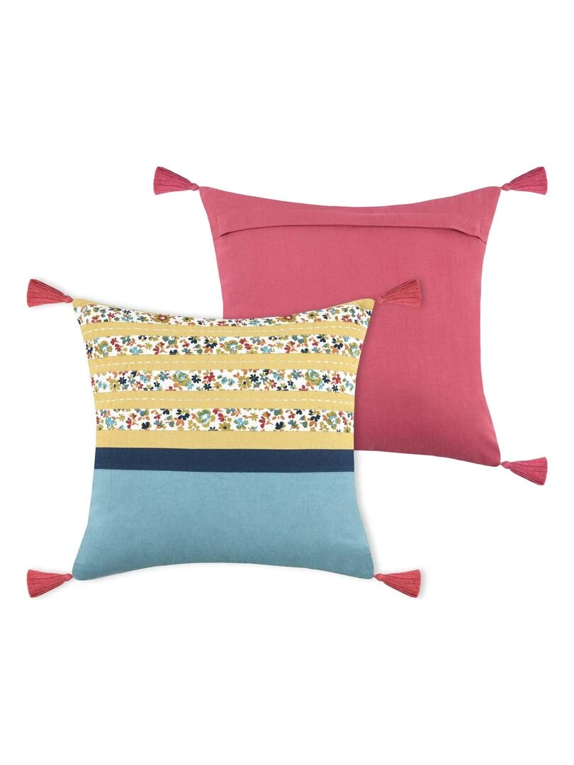 Coussin déhoussable à l'esprit folk Multicolore