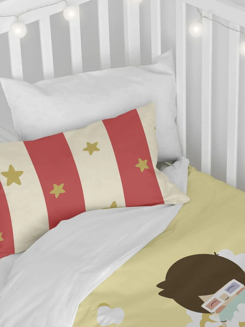 Parure housse de couette 2 pièces Pop corn "Happyfriday"   Blanc