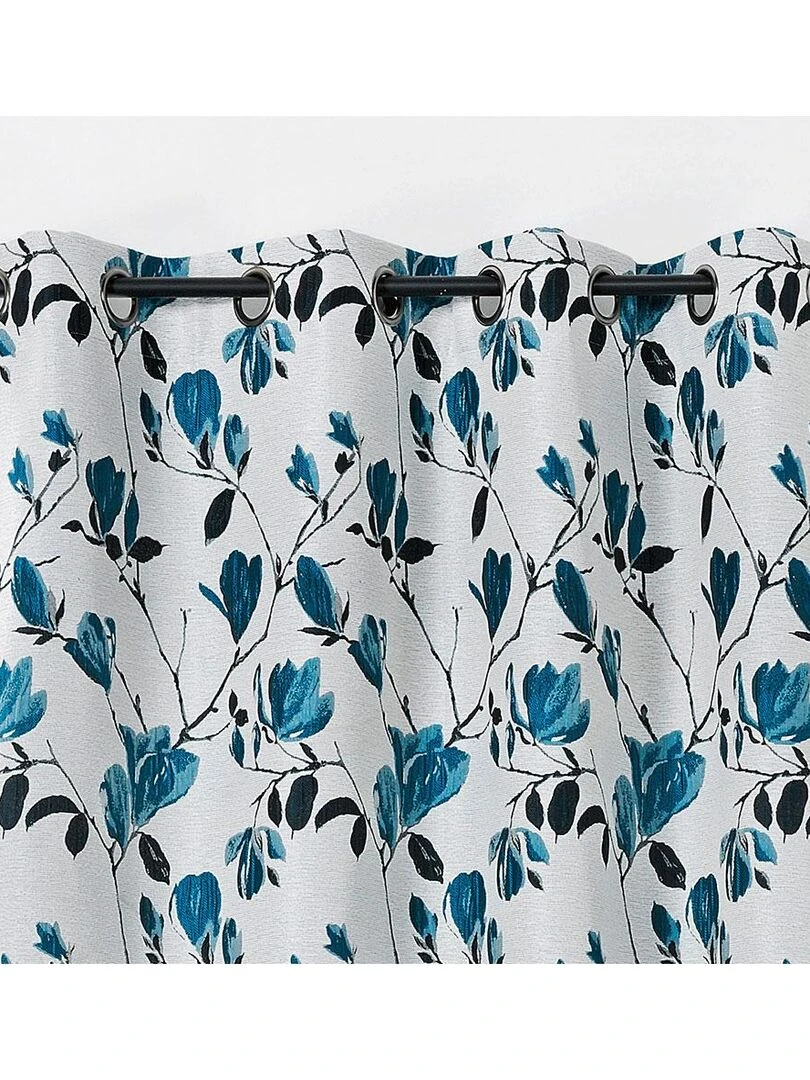 Rideau tamisant et imprimé Magnolia   Bleu marine