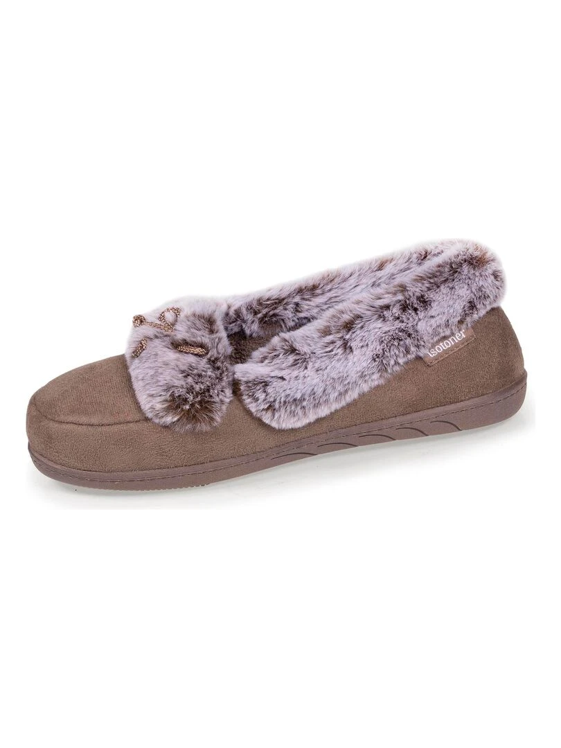 Chaussons mocassins Femme Taupe Marron