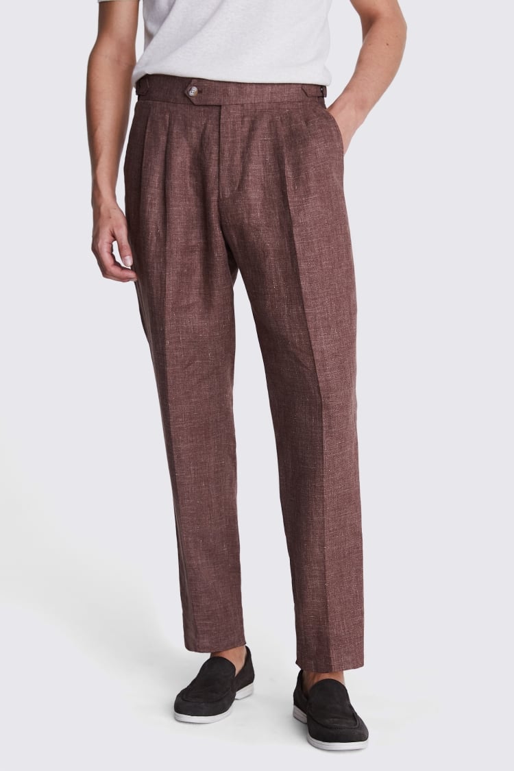 Copper Linen Pleated Trousers Buy Online at Moss