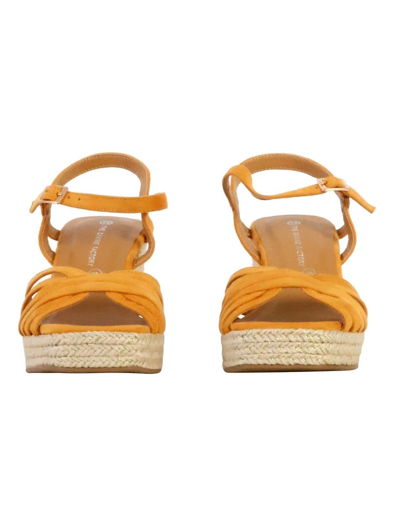 Sandales Compensées à Bride The Divine Factory   Orange