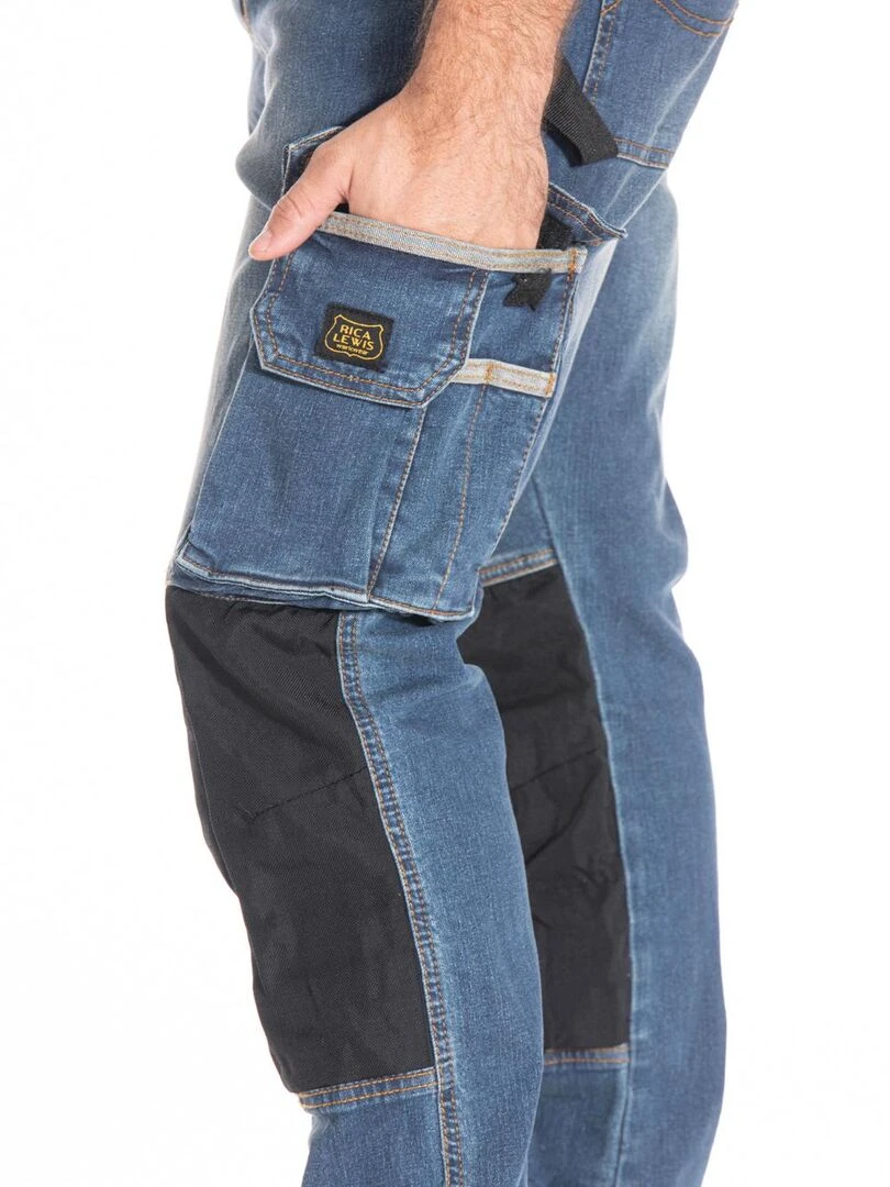 Jeans de travail stretch avec emplacement genouillères JOBPRO 'Rica Lewis'   Bleu