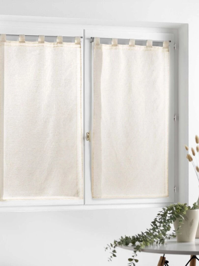 Paire de vitrages Effet lin tissé Beige