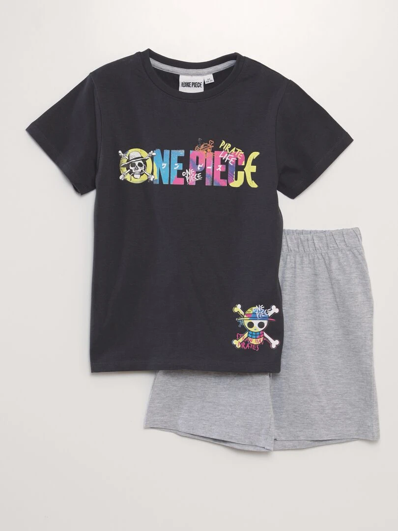 Pyjama court imprimé 'One Piece' 2 pièces Noir