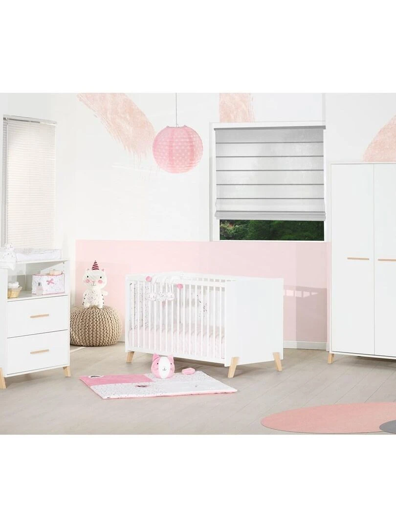 Armoire bébé 2 portes sur pieds en bois blanc   BABYPRICE   Blanc Marron