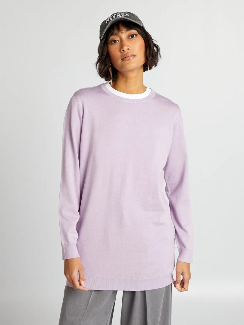 Pull fin coupe longue   Violet