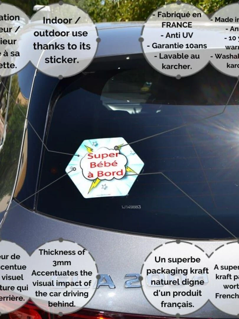 Adhésif / Autocollant bébé à bord   BD Nuage   Bleu