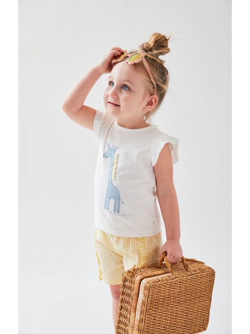 Set t shirt girafe + short  jaune/écru   Noukie's   Blanc