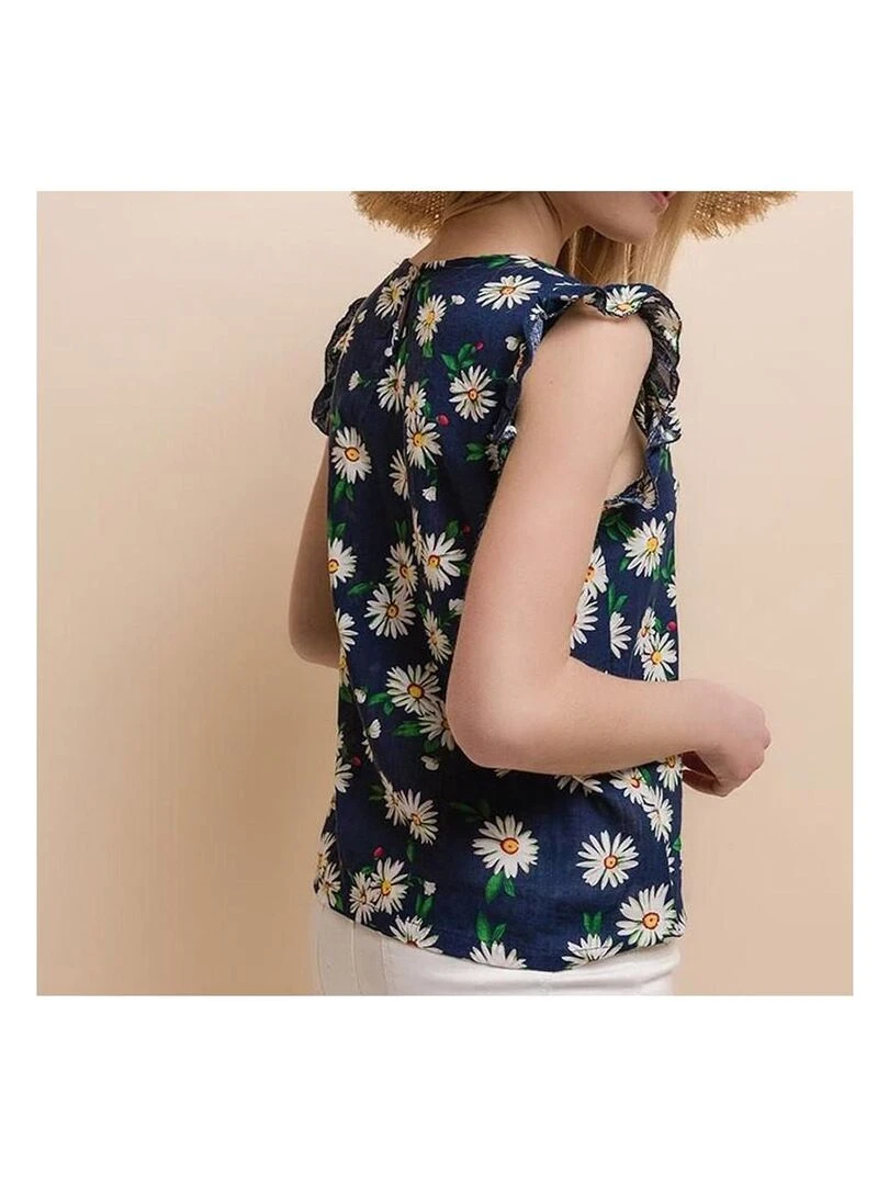 Débardeur imprimé fleuri marine   Bleu