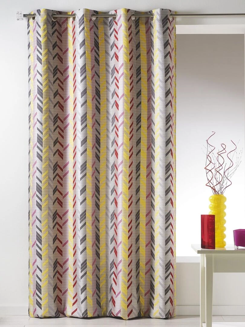 Rideau en jacquard à rayures verticales Jaune