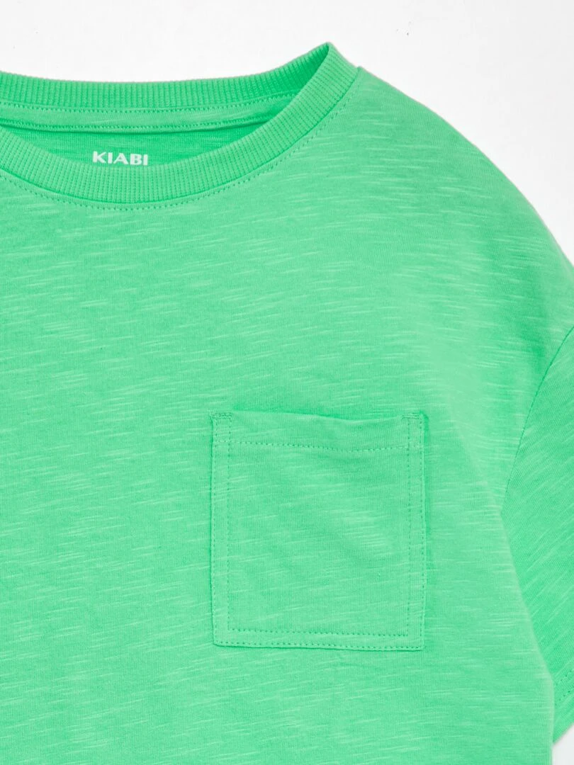 T shirt large à col rond Vert