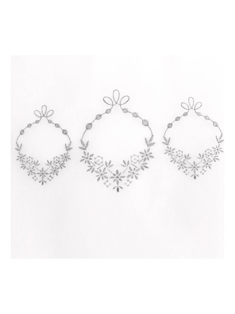 Paire de vitrages ornée de broderies   Gris