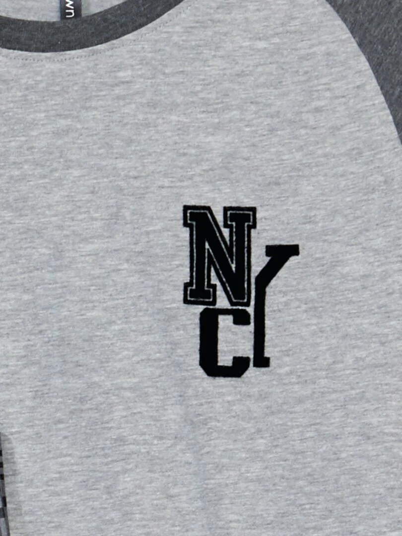 Pyjama long imprimé NYC 2 pièces Gris