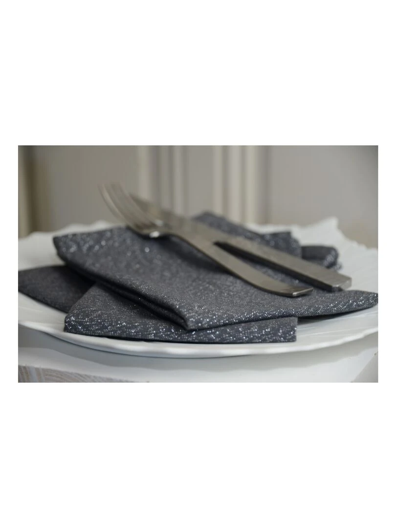 3 Serviettes de table Etincelle gris anthracite