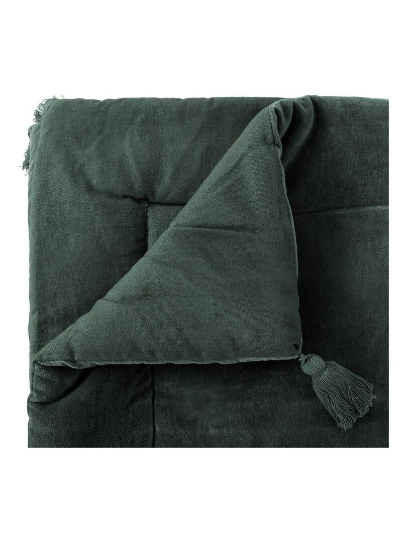Édredon velours 70x180 Night coton gris vert foncé   Gris