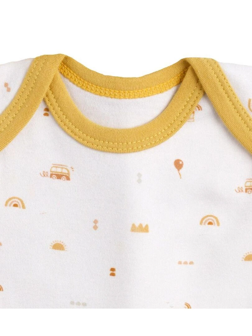 Bodies bébé en coton à manches courtes lot de 3   SAUTHON   Blanc Jaune