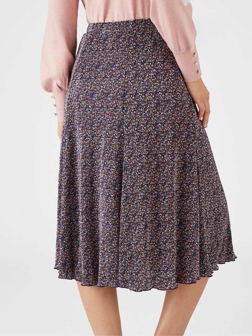 Jupe plissée évasée   Damart   Bleu marine