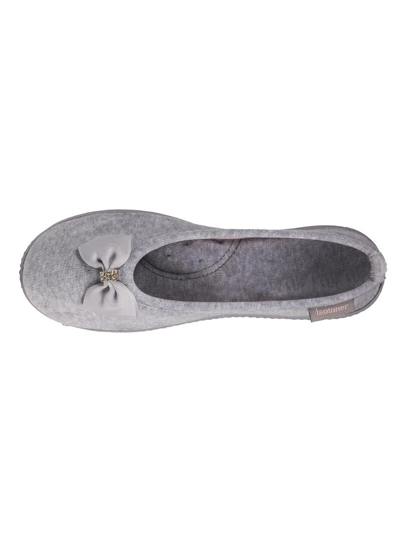Chaussons Ballerines Femme Gris Nœud bijoux Gris