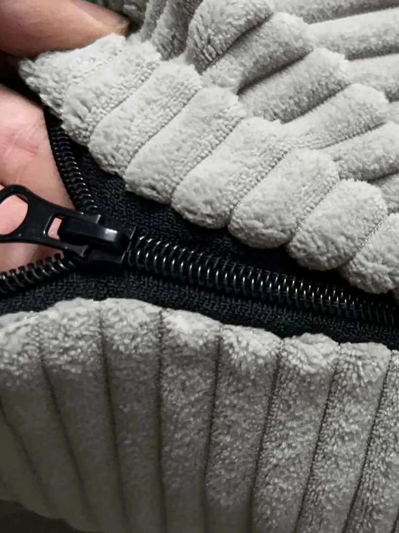 Pouf en Velours Côtelé   Chic  Doux et Déhoussable   Bananair   Gris clair