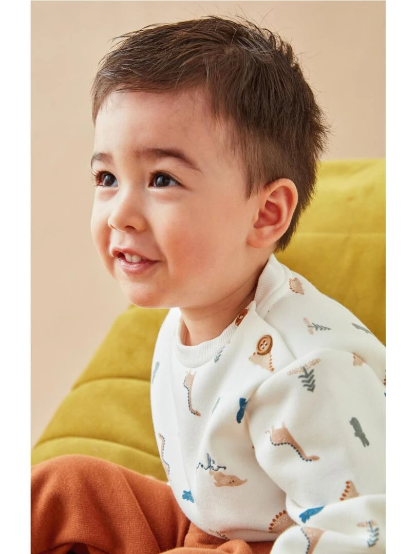 Set sweat + jogging imprimés dinosaures  écru/caramel   Noukie's   Multicolore