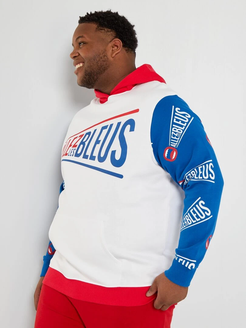 Sweat à capuche en molleton Allez Les Bleus Blanc/bleu/rouge