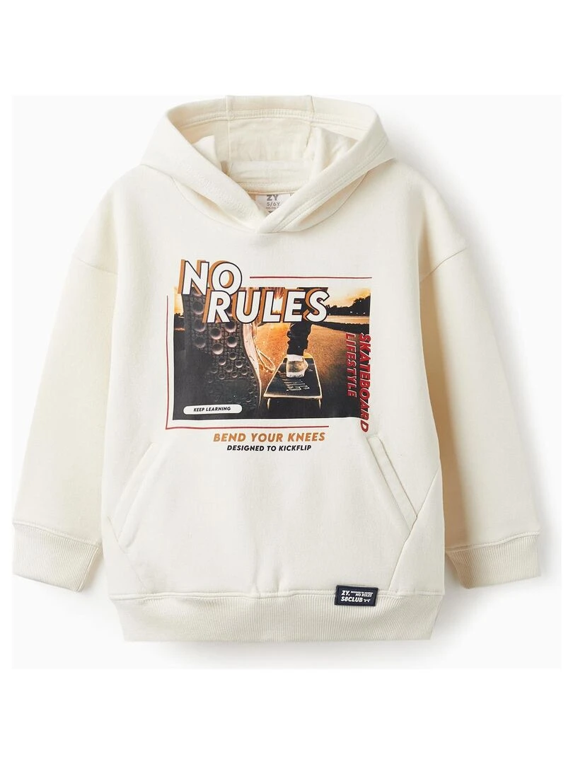 Sweat à capuche en molleton pour garçon 'No Rules Skate' Skater's’ Dictionary Beige clair