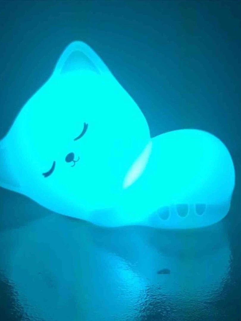 Veilleuse lumineuse tactile en silicone  Chaton   Blanc