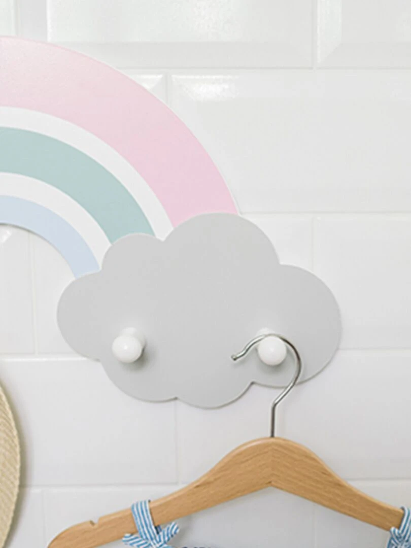 Porte manteau mural forme arc en ciel en bois Rose pâle