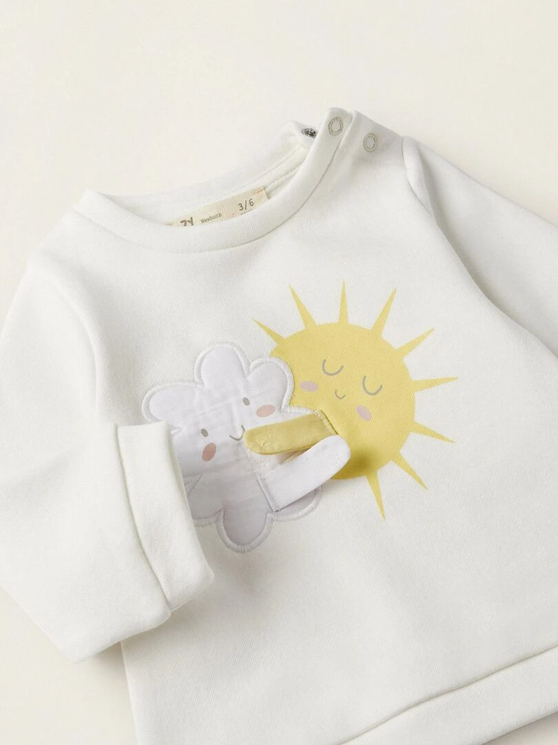 Pull + Pantalon pour Nouveau Né 'Soleil et Nuage'  SUNRISE BLISS   Blanc