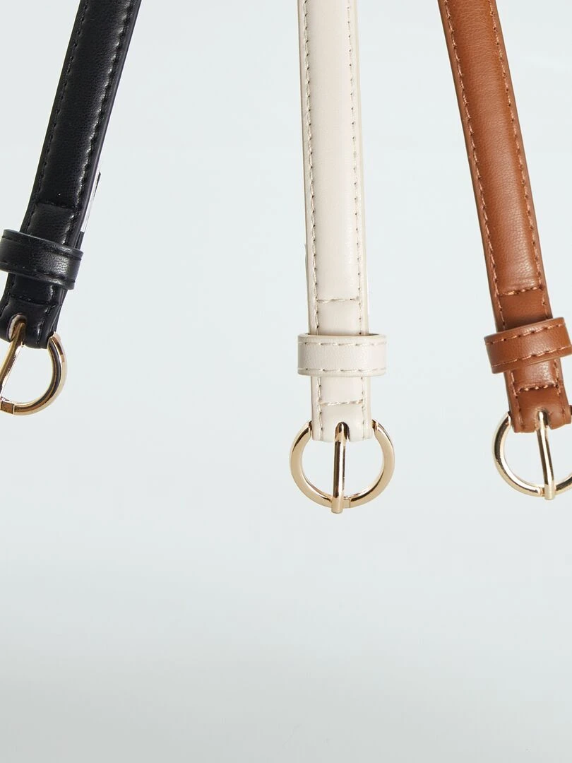 Lot de 3 fines ceintures unies   Marron