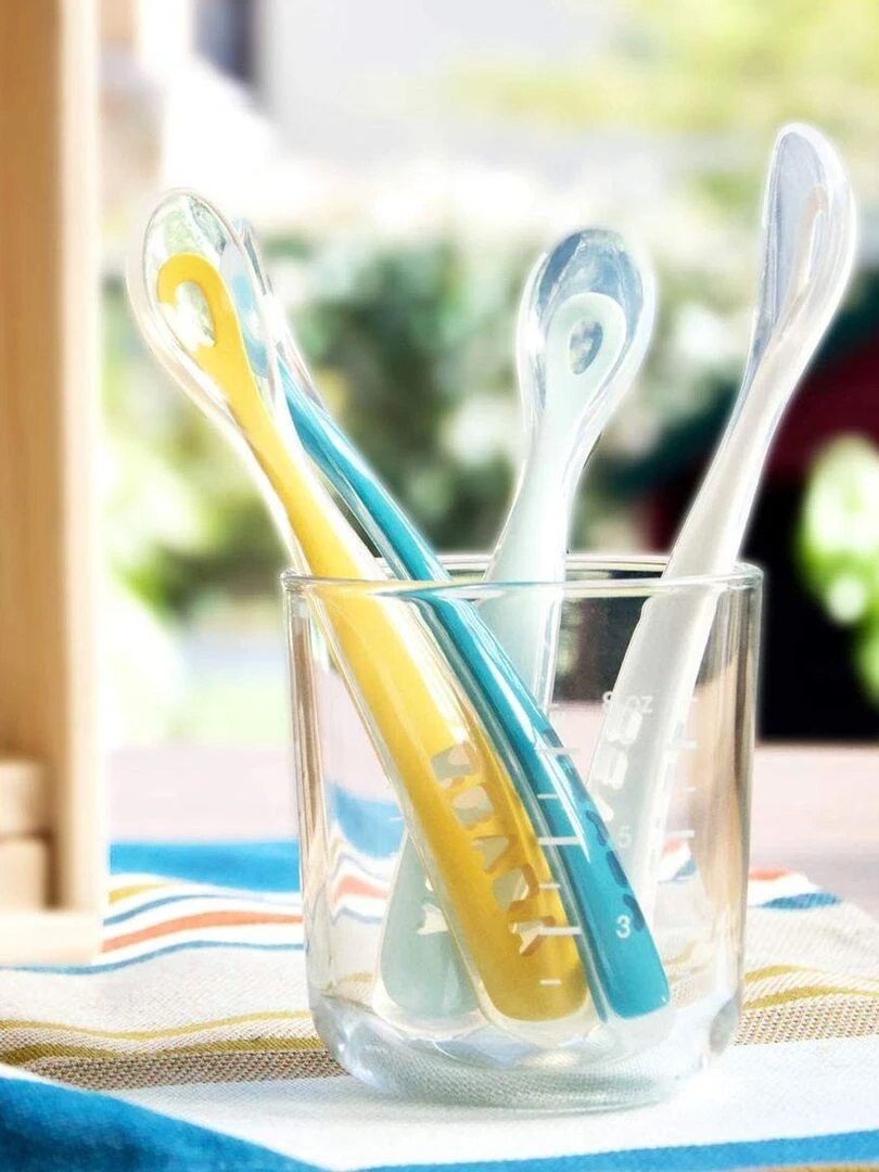Lot de 4 cuillères 1er repas Soft bleu Bleu