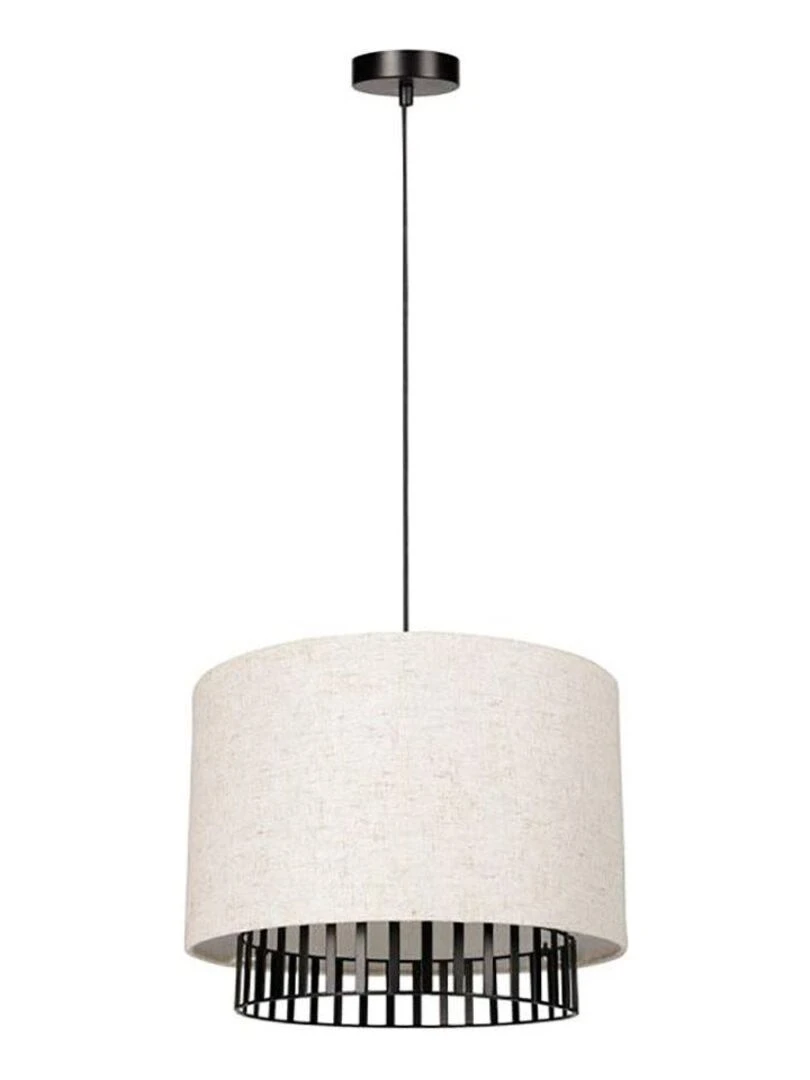 Suspension cylindrique métal lin Alma noire beige   Beige