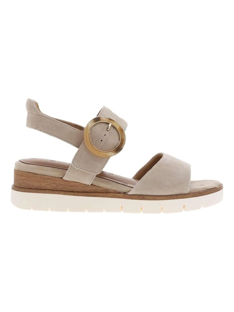 TAMARIS Nu pieds cuir talon semi compensée Ivoire
