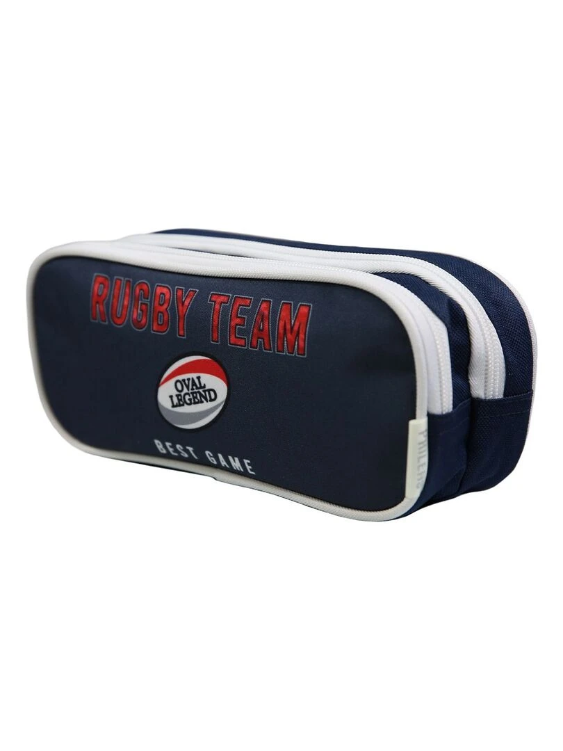Trousse scolaire 2 compartiments Phileas Rugby Bleue Bagtrotter Bleu