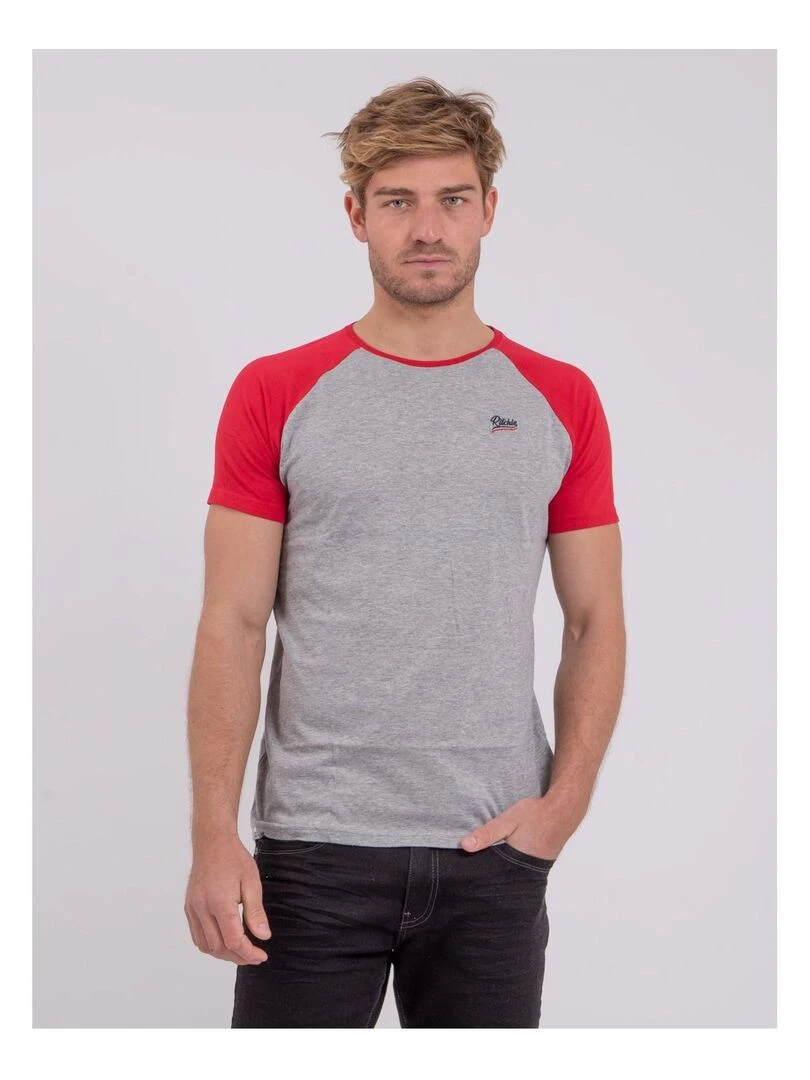 T shirt col rond pur coton NAMUR Rouge